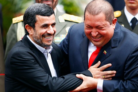 Ahmadinejad Chavez in Caracas