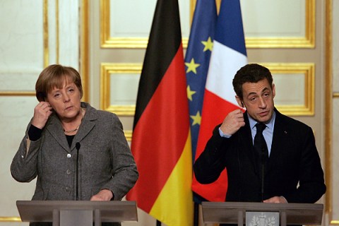 German Chancellor Angela Merkel And French President Nicolas Sarkozy Hold Cabinet Session At Elysee Palace