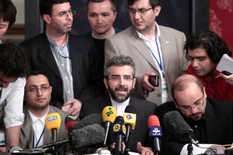 Iran's negotiator Ali Bagheri attends a meeting with the media in Moscow