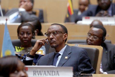 Rwandan President Paul Kagame attends the inauguration of the new African Union building in Addis Ababa