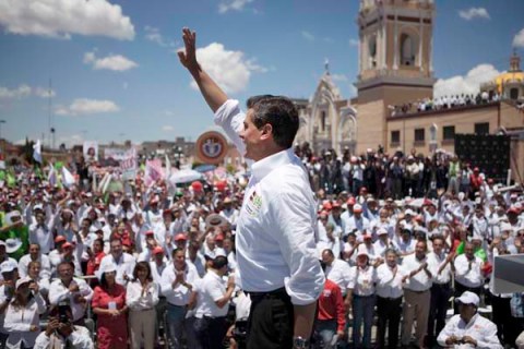 Enrique Pena Nieto, at a PRI rally in Tepeaca, Puebla, Mexico