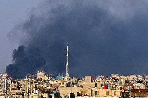 Smoke Billows over Damascus