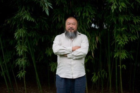 Chinese artist Ai Weiwei poses for a photo inside his compound in Beijing on June 25, 2012.