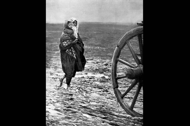 Turkish woman and child amongst those fleeing the advancing Bulgarian army across the plains of Thrace