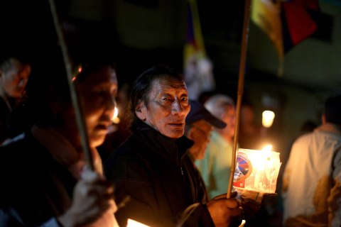 Vigil in Dharamsala, India