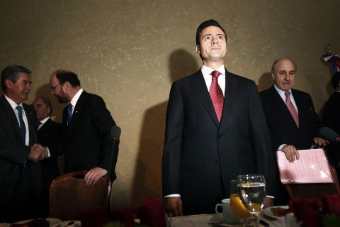 image: Mexican president-elect Enrique Pena Nieto during a meeting with businessmen in Santiago, Chile, Sept. 21, 2012.