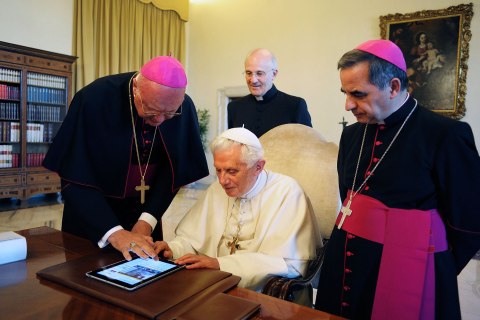 image: Pope Benedict XVI uses an iPad at the Vatican, June 28, 2011.
