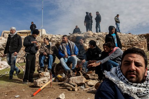 Palestinians at an "outpost" named Bab al shams in Israel on Jan. 12, 2013.