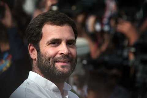 Rahul Gandhi smiles as he speaks with the media in New Delhi, March 6, 2012.