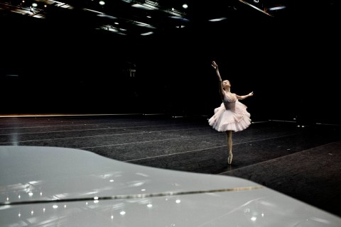 Angelina Vorontsova, a prize-winning ballerina of the Bolshoi Ballet company in Moscow, rehearses for a performance on the upper stage of the Bolshoi Theatre on Feb. 6, 2013.