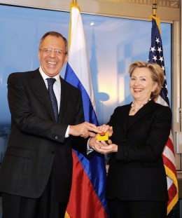 From Left: Russian Foreign Minister Sergei Lavrov with U.S. Secretary of State Hillary Clinton in Geneva, on March 6, 2009.