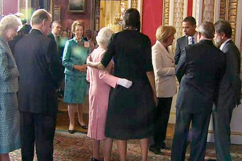 U.S. First Lady Michelle Obama with Queen Elizabeth II