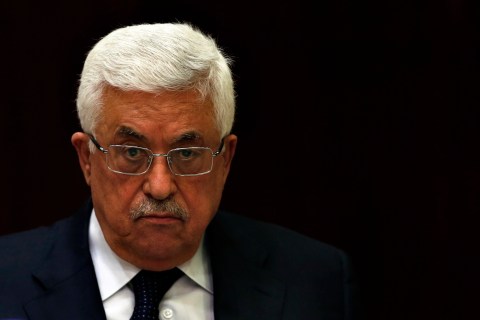 Palestinian President Mahmoud Abbas attends a Palestinian Liberation Organization (PLO) executive committee meeting in the West Bank city of Ramallah, on May 12, 2013.