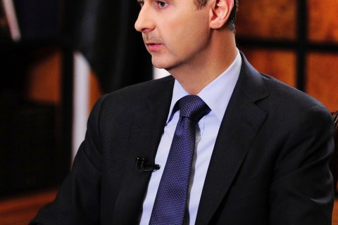 Syria's President Bashar al-Assad during an interview with journalists from Argentina in Damascus, on May 18, 2013.