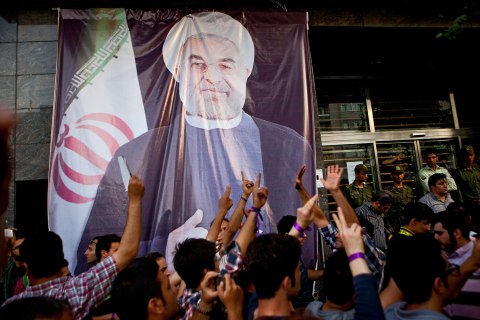 Image: Supporters of President-elect Hassan Rouhani gather in Tehran