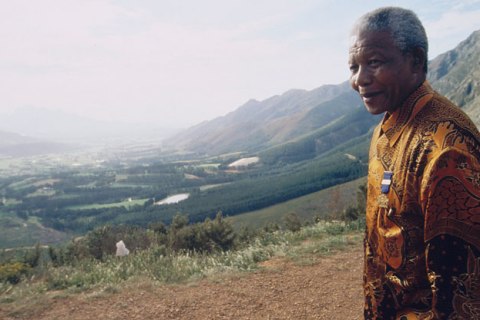 Nelson Mandela at Franschoek Pass in Western Cape Province, South Africa, on Oct. 1997.