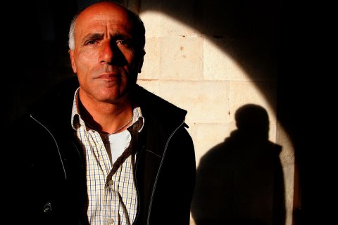 Israeli nuclear whistleblower Mordechai Vanunu in the grounds of the St. George's Cathedral in Arab East Jerusalem, March 14, 2005.