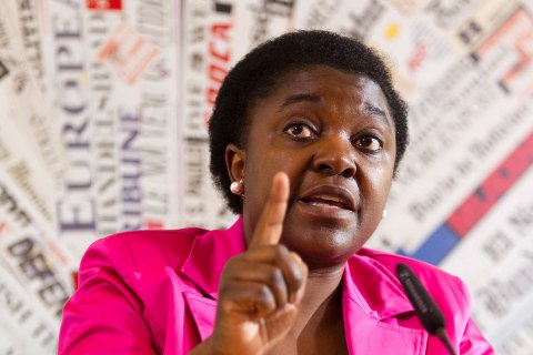 Italian Integration Minister Cecile Kashetu Kyenge listens to a question during a press conference at the Foreign Press Club in Rome, June 19, 2013.