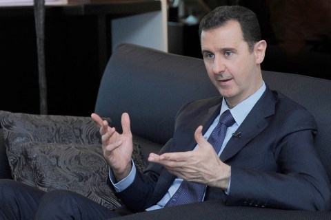 Syrian President Bashar al-Assad giving an interview with Russian newspaper Izvestia in Damascus, on Aug. 26, 2013.
