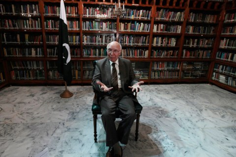 Sartaj Aziz, Pakistani Prime Minister Nawaz Sharif's adviser on foreign affairs, speaks during an interview with Reuters in Islamabad, Pakistan, Sept. 10, 2013.