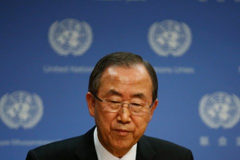 United Nations Secretary-General Ban Ki-moon speaks during a news conference at the U.N. Headquarters in New York, Sept. 3, 2013. 