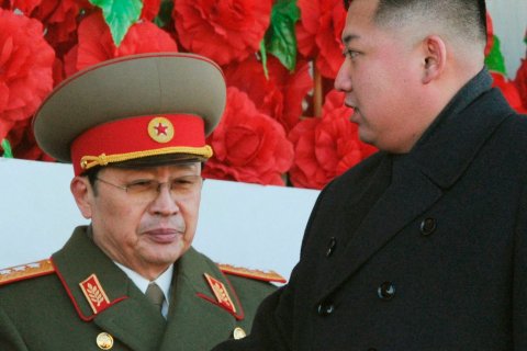 File photo shows North Korean leader Kim Jong-un, with his uncle Jang Song-thaek in Pyongyang