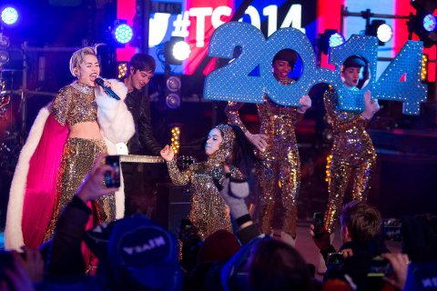 Singer Miley Cyrus performs during New Year's Eve celebrations at Times Square in New York