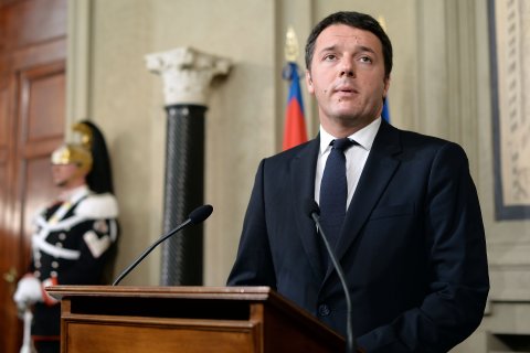 The head of the leftist Democratic Party, Matteo Renzi speaks to reporters at Quirinale Palace in Rome on Feb. 17, 2014.