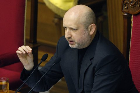Newly elected Speaker of Parliament Oleksandr Turchynov speaks during a session of the Ukrainian Parliament in Kiev, on Feb. 23, 2014.