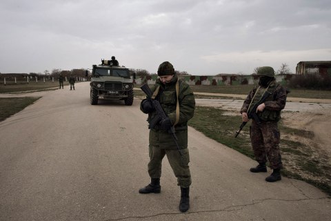 Russian soldiers at the contested Belbek airfield in Crimea on March 4, 2014.